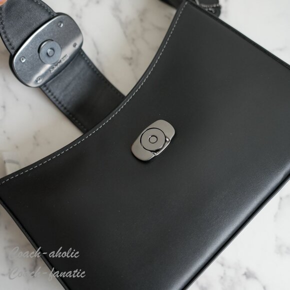 NWT Coach CAA92 Eliza Shoulder Bag With Zipper Closure Refined Leather Black - Picture 11 of 14